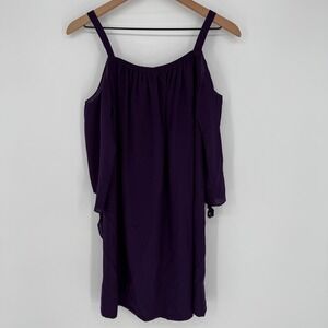 MADEWELL SILK TIE SLEEVE COLD SHOULDER SHIFT DRESS PLUM PURPLE SIZE 2 NWT